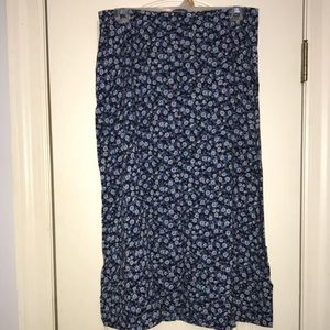 Midi Length Blue Floral Skirt